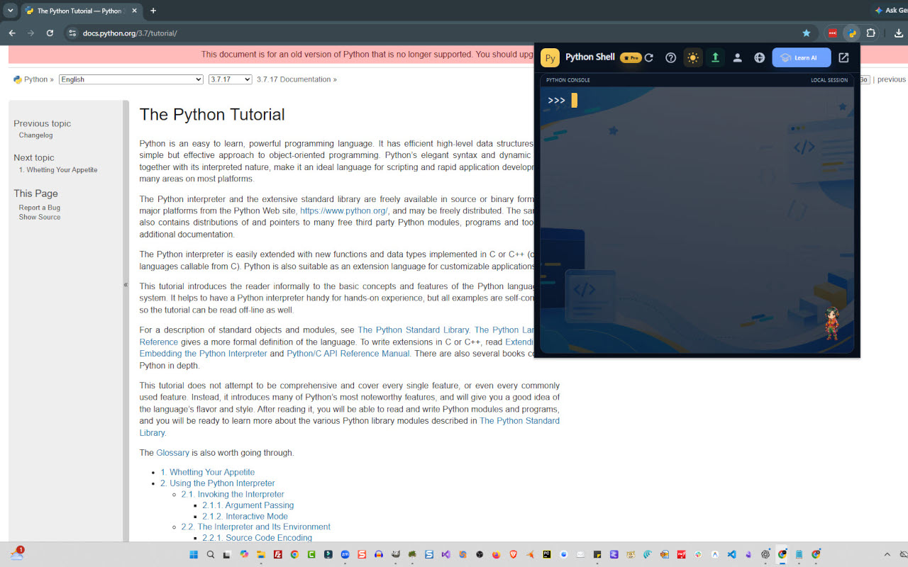 PythonShell Pro locked export and theme controls screenshot