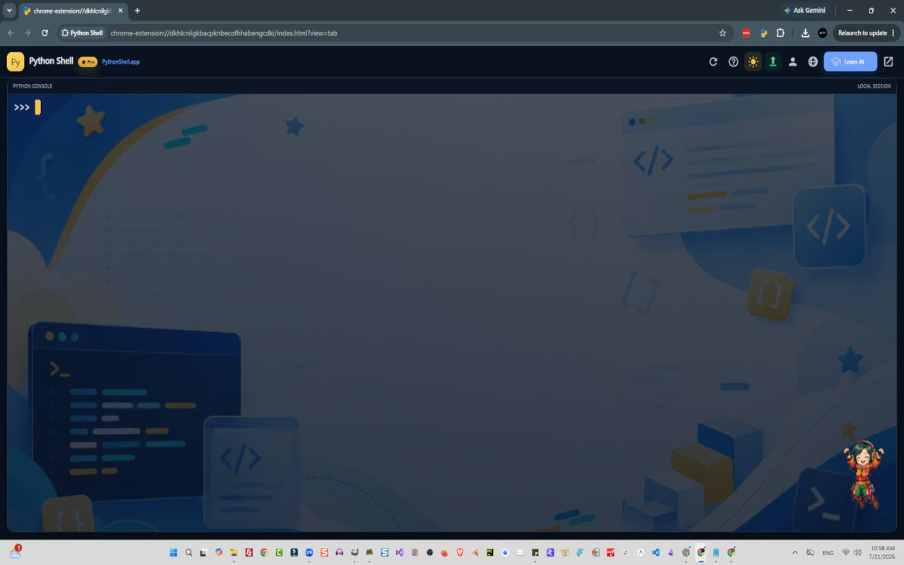 PythonShell Pro dark full tab workspace screenshot